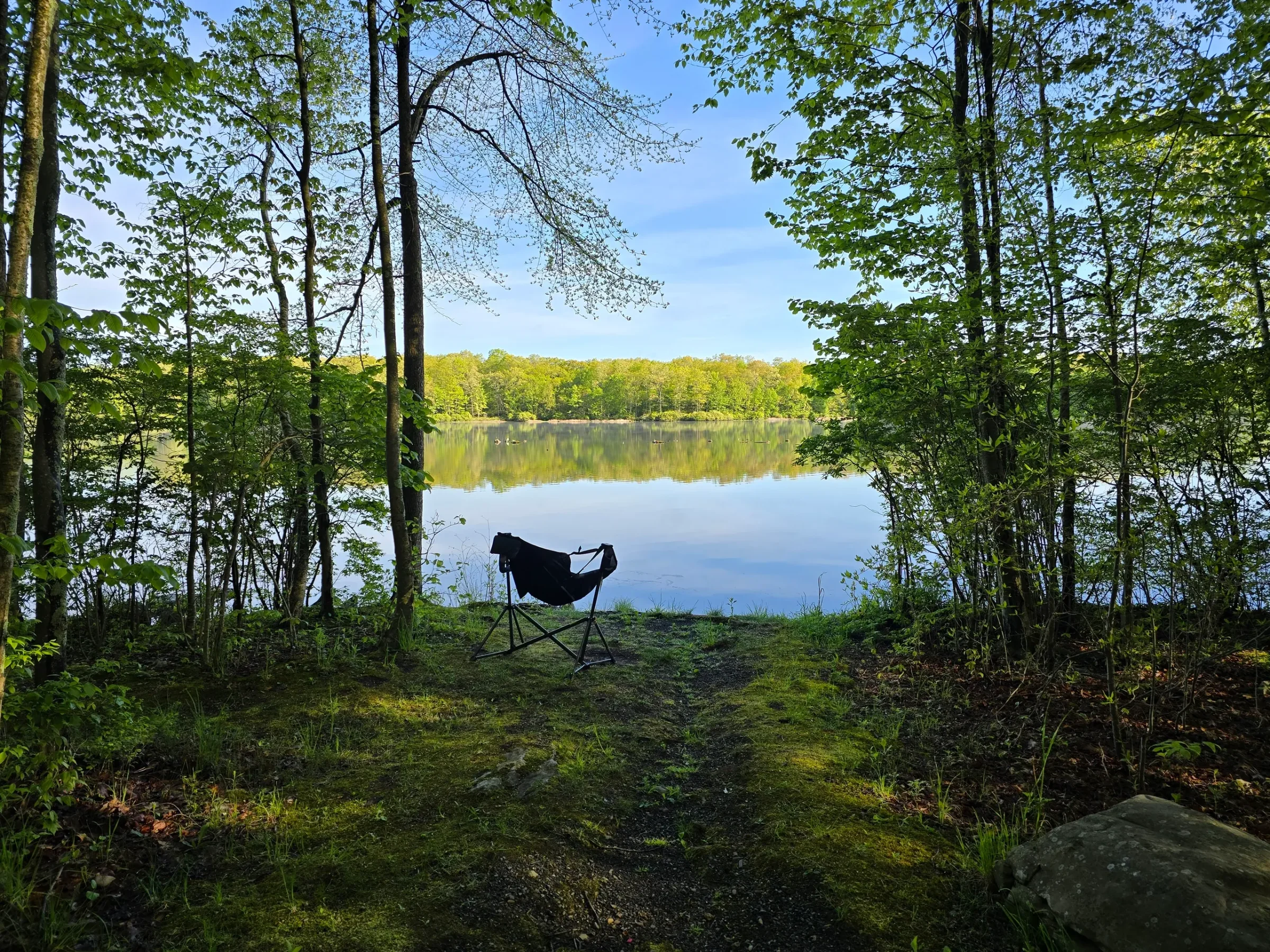 Lone chair at campsite